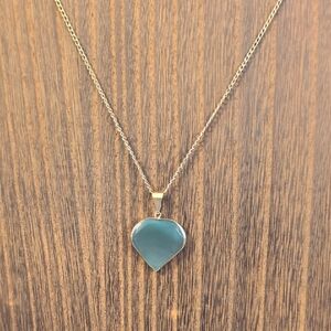 Gold Chain with Teal Heart Pendant